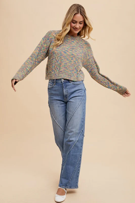 Wear Decorative Seams Wide Leg Jeans