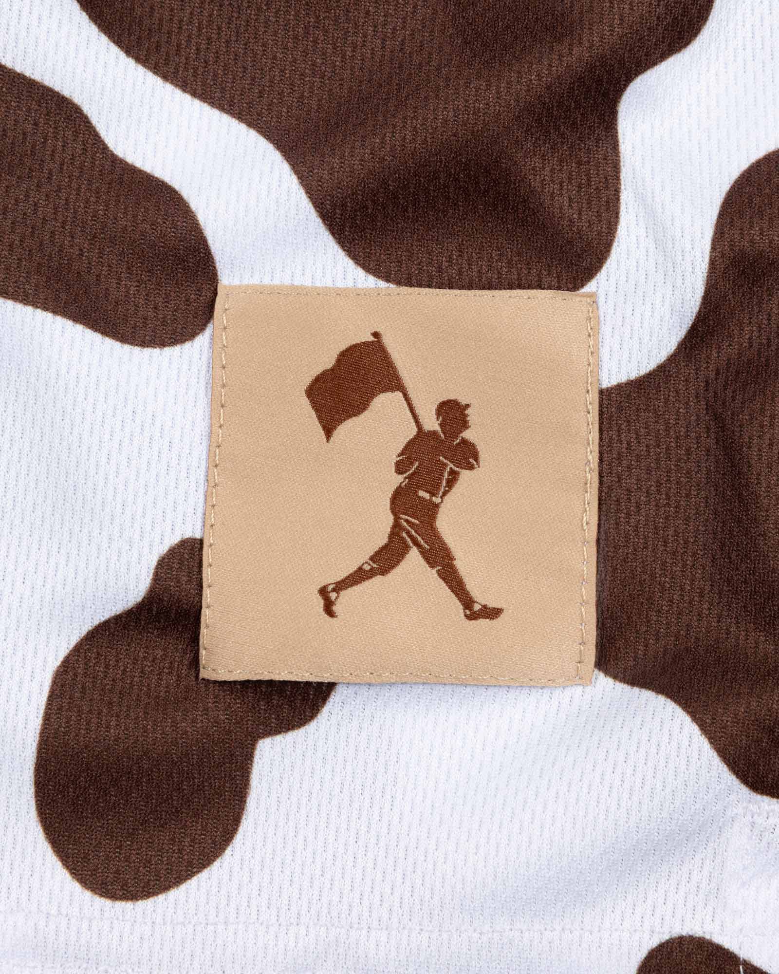 Moo Milk Cow Print Diamond Air Mesh Shorts (Brown) - Youth