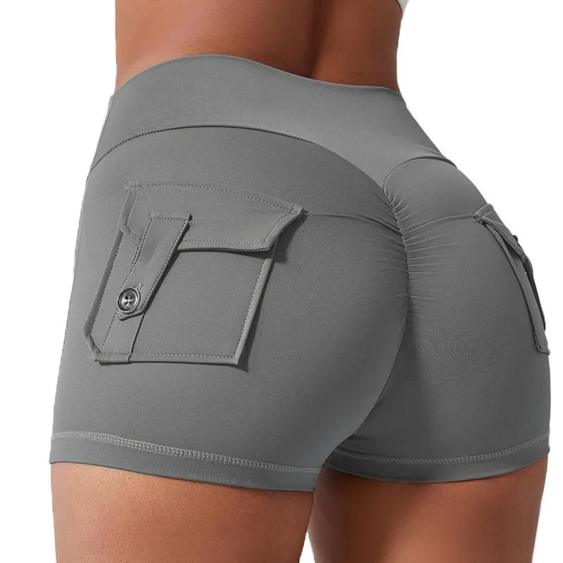 Women's High Waist Ruched Skinny Sports Shorts