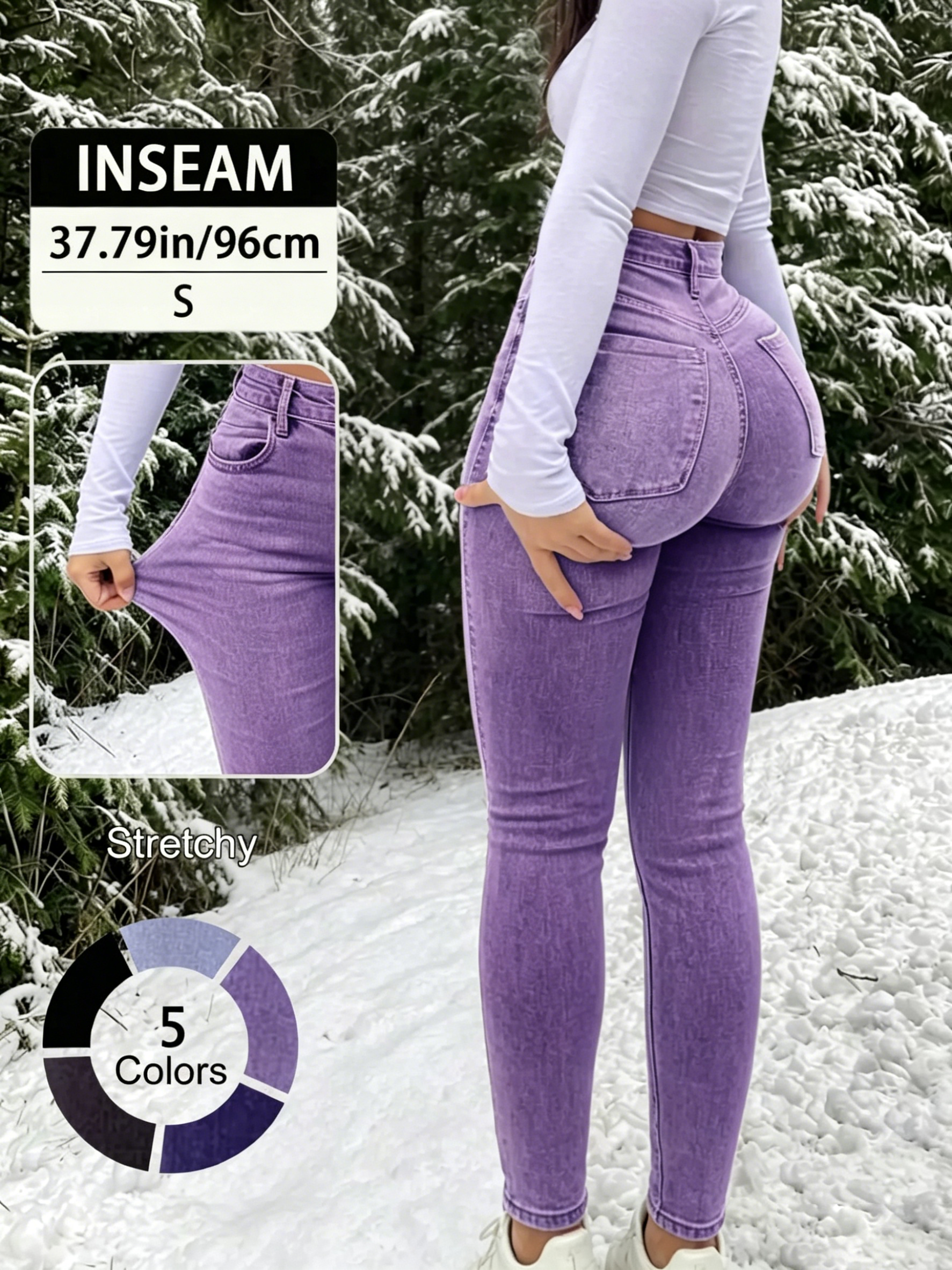 Elegant High Waist Long Skinny Denim Jeans for Women