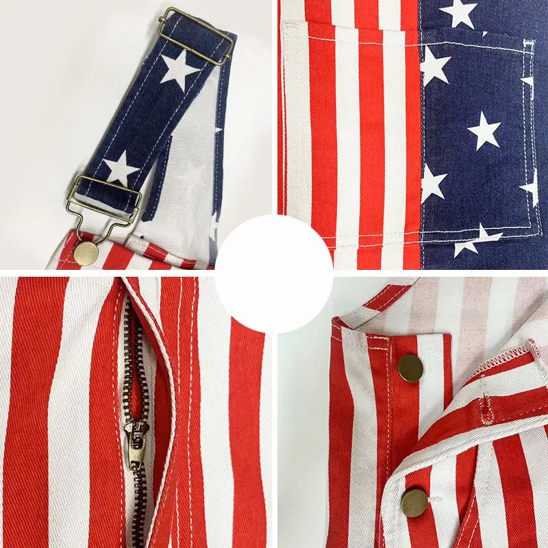 4th of July American Flag Overalls for Men and Women Unisex USA 250th Anniversary Shorts Stretchy Denim Romper Memorial Day Coveralls Patriotic Gifts Summer Wins Wear Independence Day Jumpsuits Fashion Father's Day BBQ Outdoor Menswear