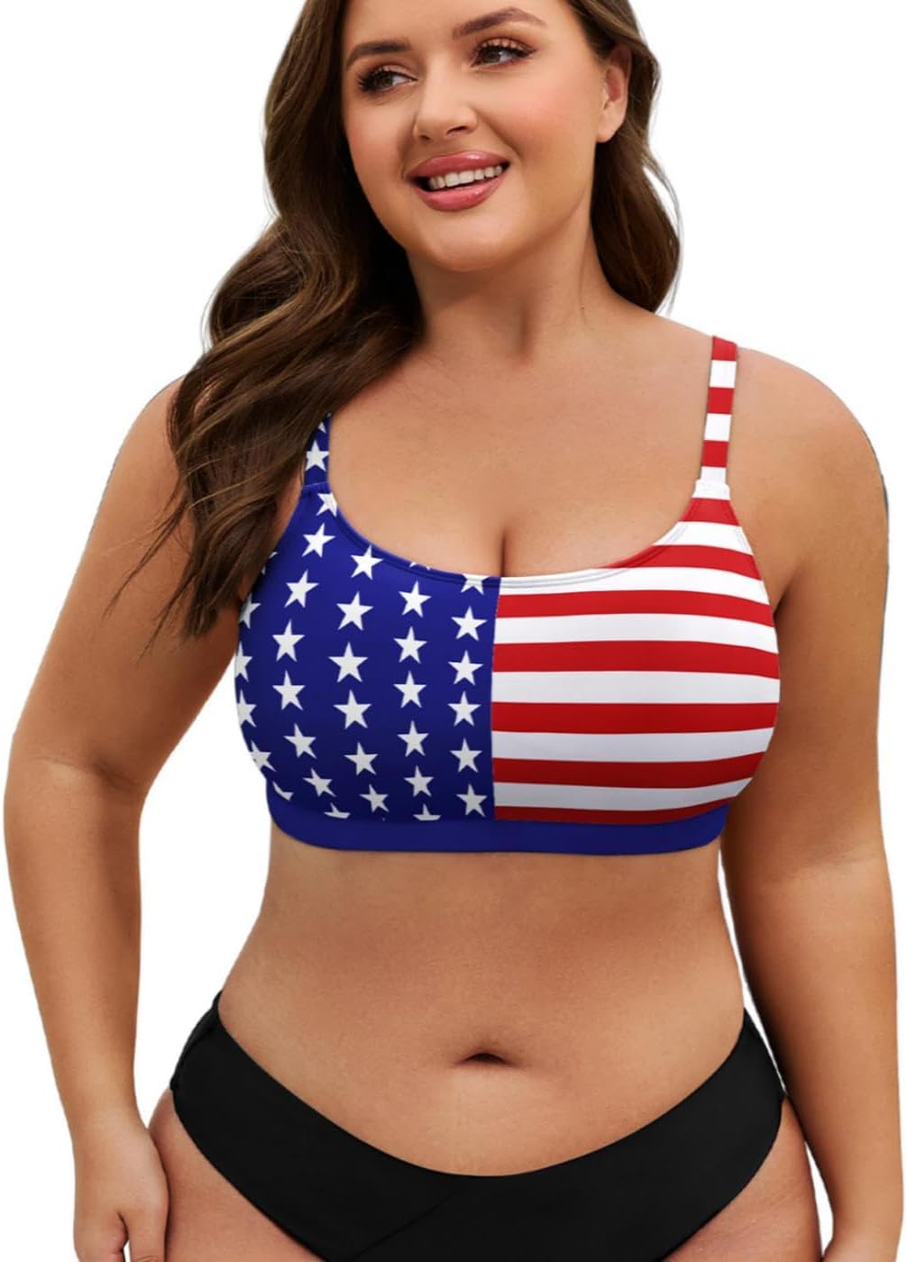 American Trends Plus Size Bikini Top for Women Large Bust Swim Tops Sports Swim Bra with Strong Support