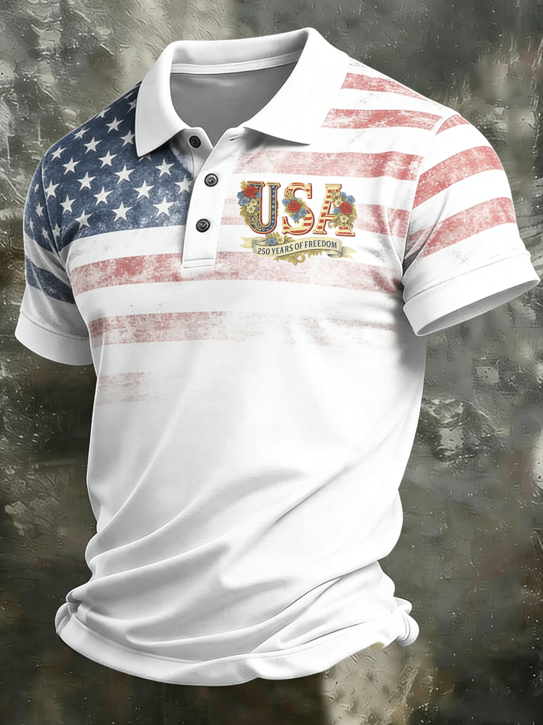 Unisex Casual 250Th Anniversary Celebration Short Sleeved Polo Shirt