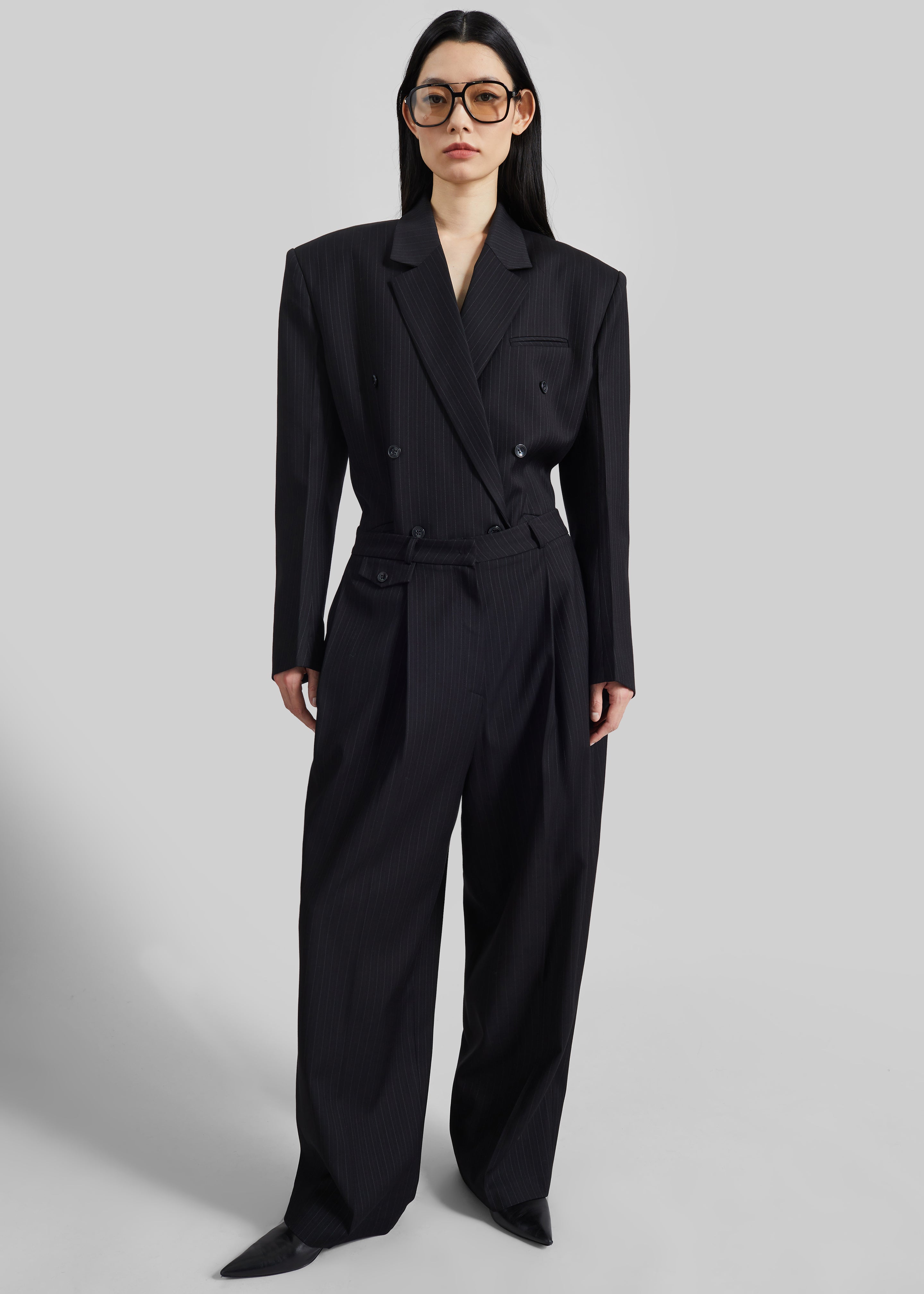 Helmond Pleated Trousers - Black Multi Stripe