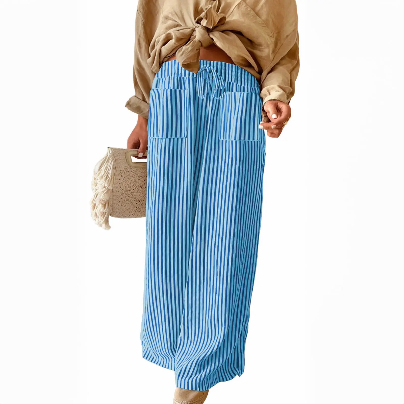 🌿 Women's Striped Drawstring Casual Pants