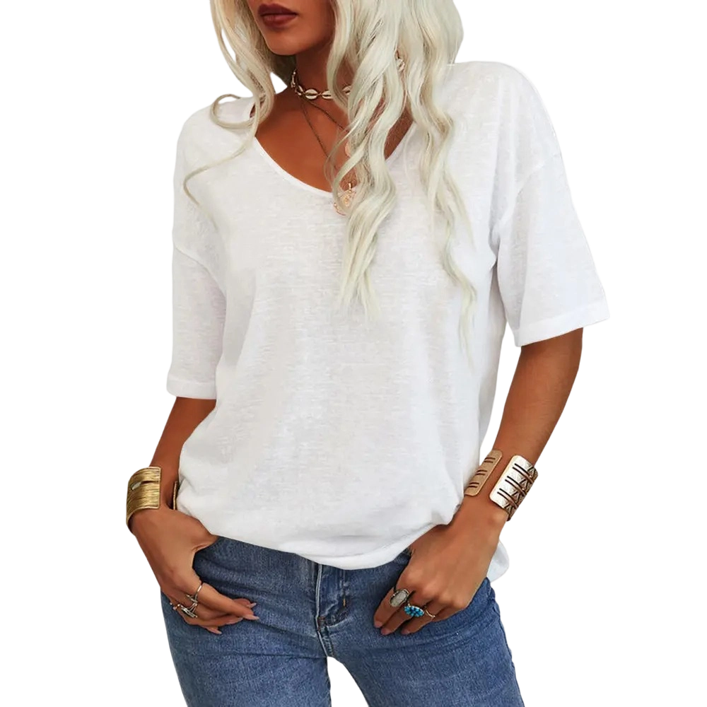 Women’s Soft V-Neck Casual Loose Fit T-Shirt