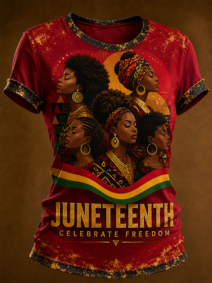 Women’s Juneteenth Celebrate Freedom African Women Portrait Graphic T-Shirt