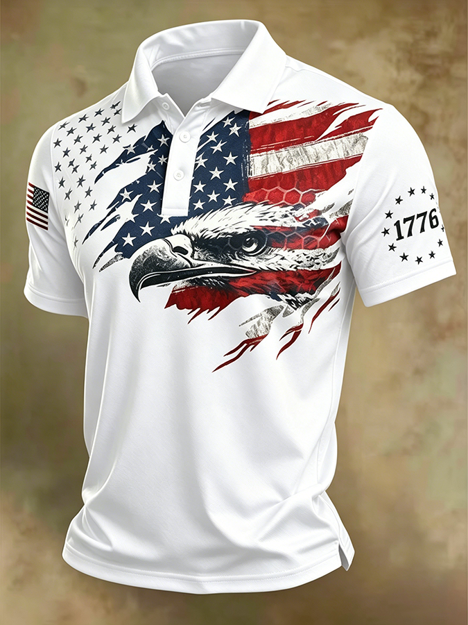 Men'S Casual American 250Th Anniversary Washed And Distressed Print T-Shirt