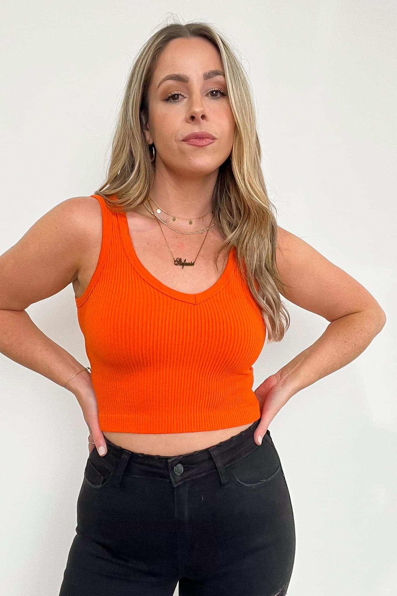 Ribbed Seamless Cropped Tank Bra Top
