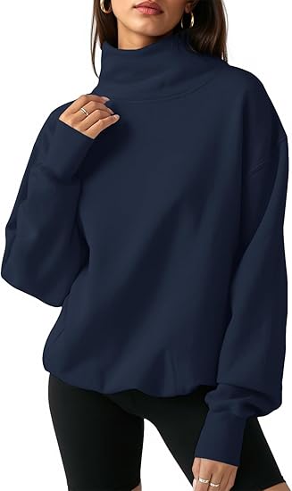 Women's Cozy Oversized Turtleneck Sweatshirt