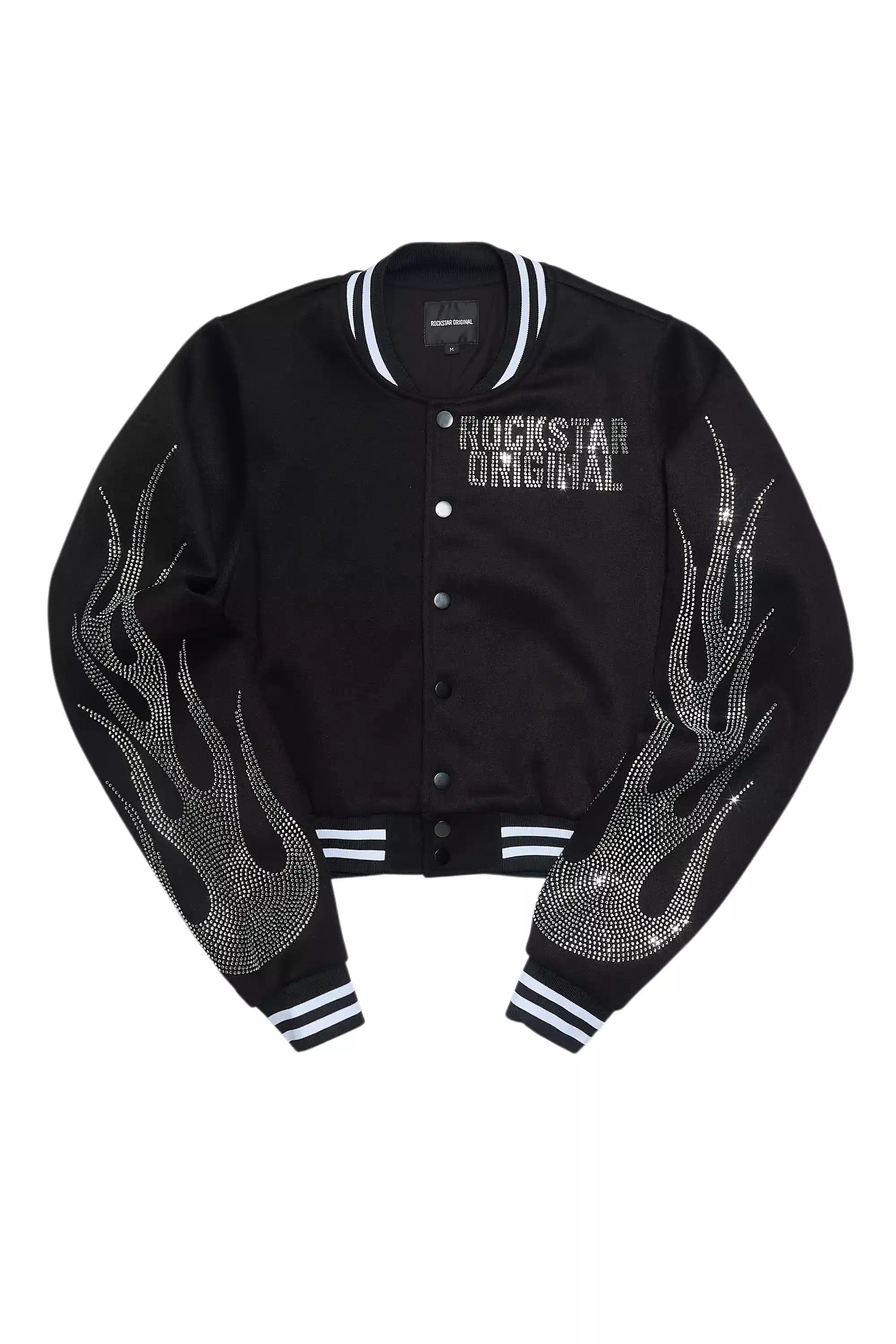 Beunca Black Rhinestone Varsity Jacket
