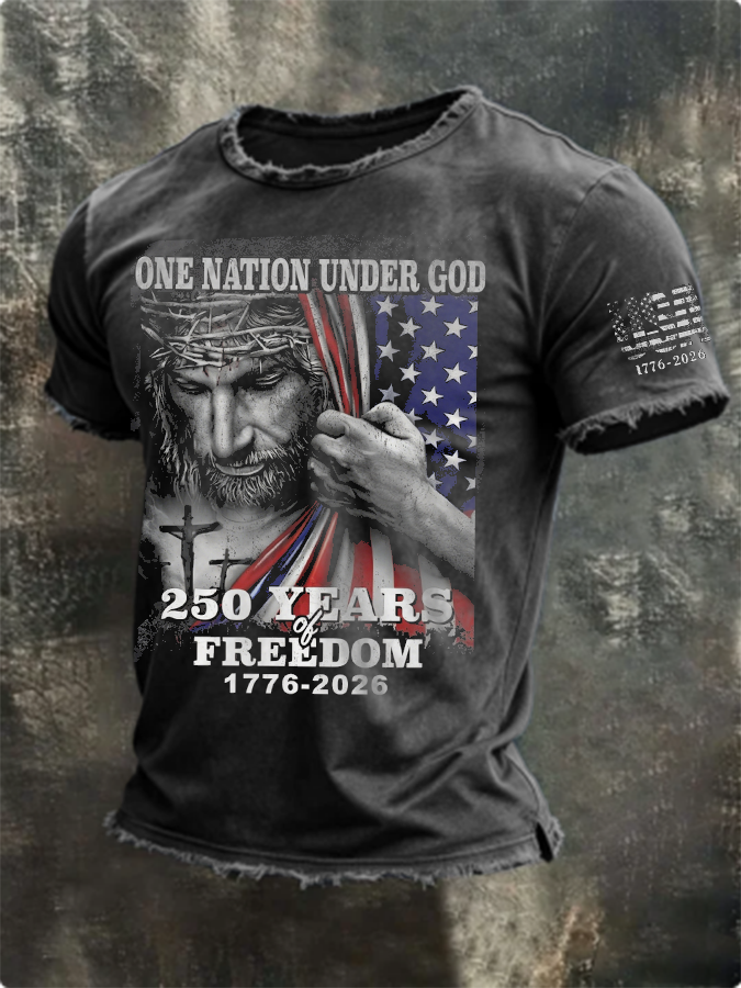 Men's American Flag Printed Casual T-shirt
