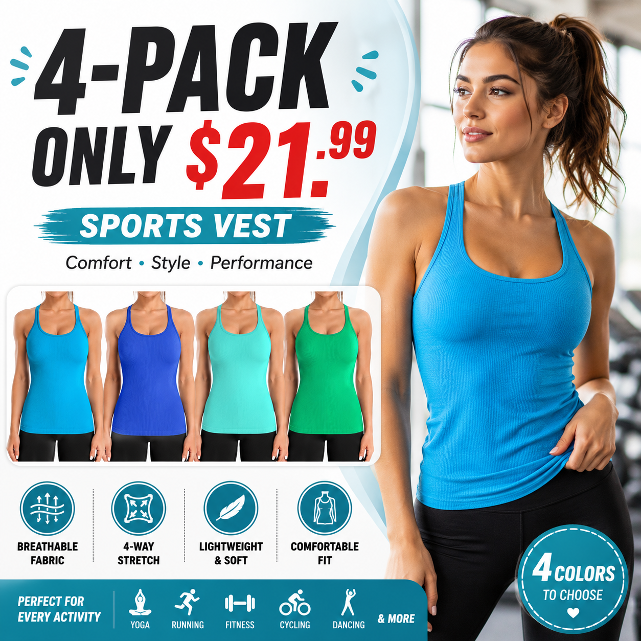 Final 3-Hour Sale🔥Women Workout Tank Tops with Built in Bra