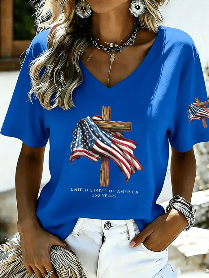 Women's USA 1776-2026 Print Casual T-shirt