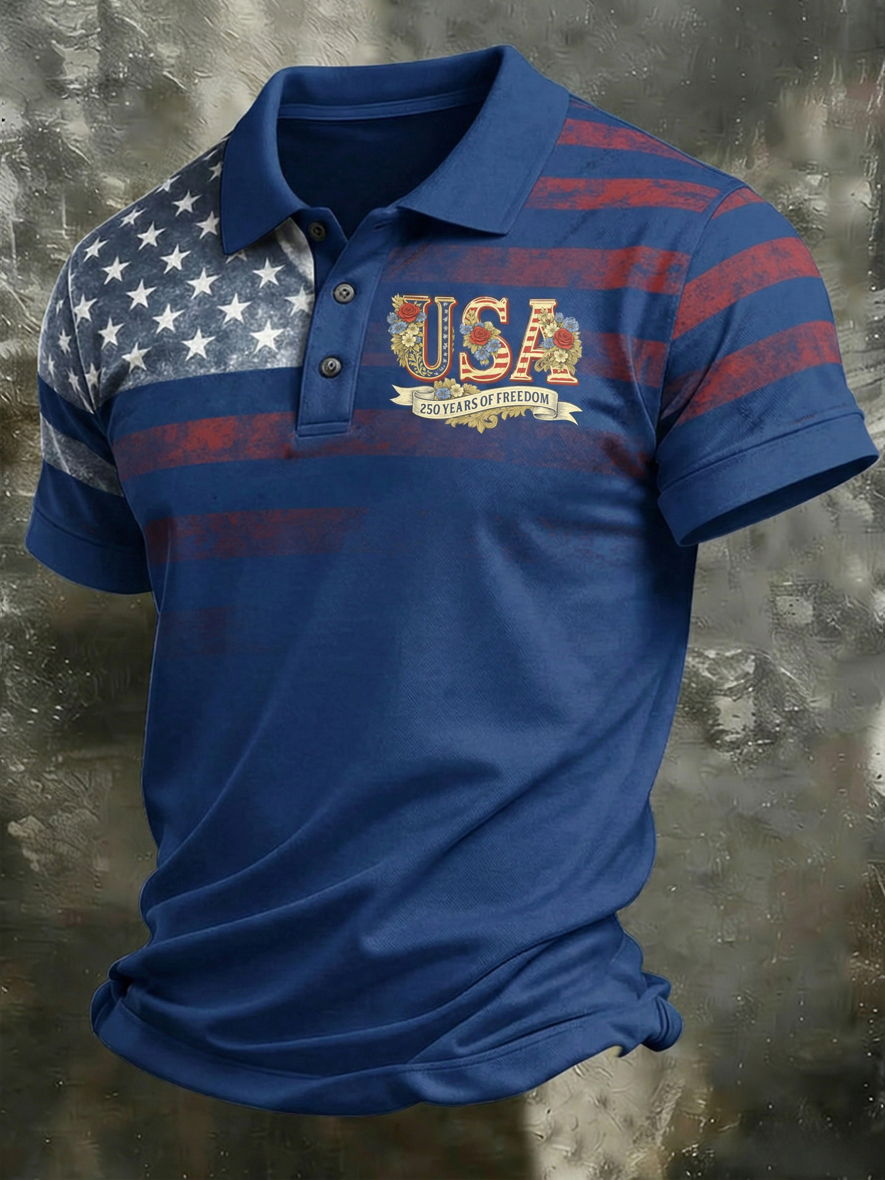 Unisex Casual 250Th Anniversary Celebration Short Sleeved Polo Shirt
