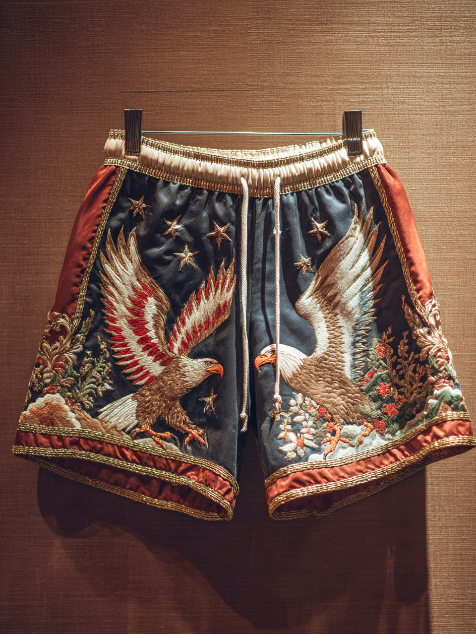 Women's Luxury Double Eagle Art Print Casual Shorts