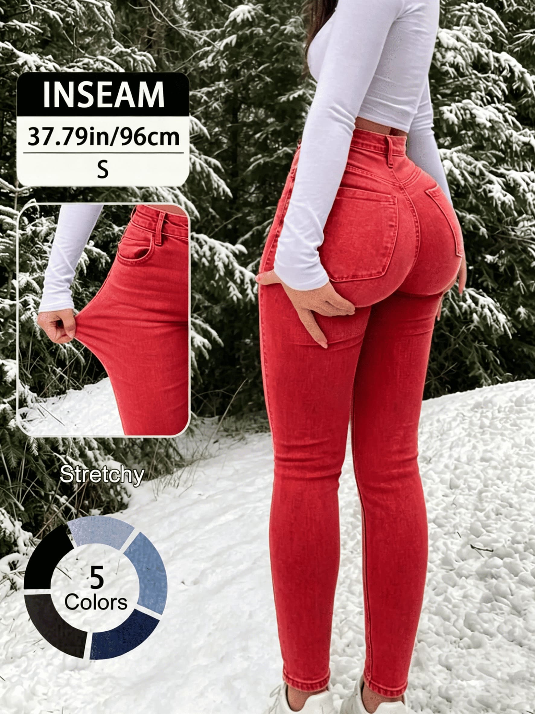 Elegant High Waist Long Skinny Denim Jeans for Women