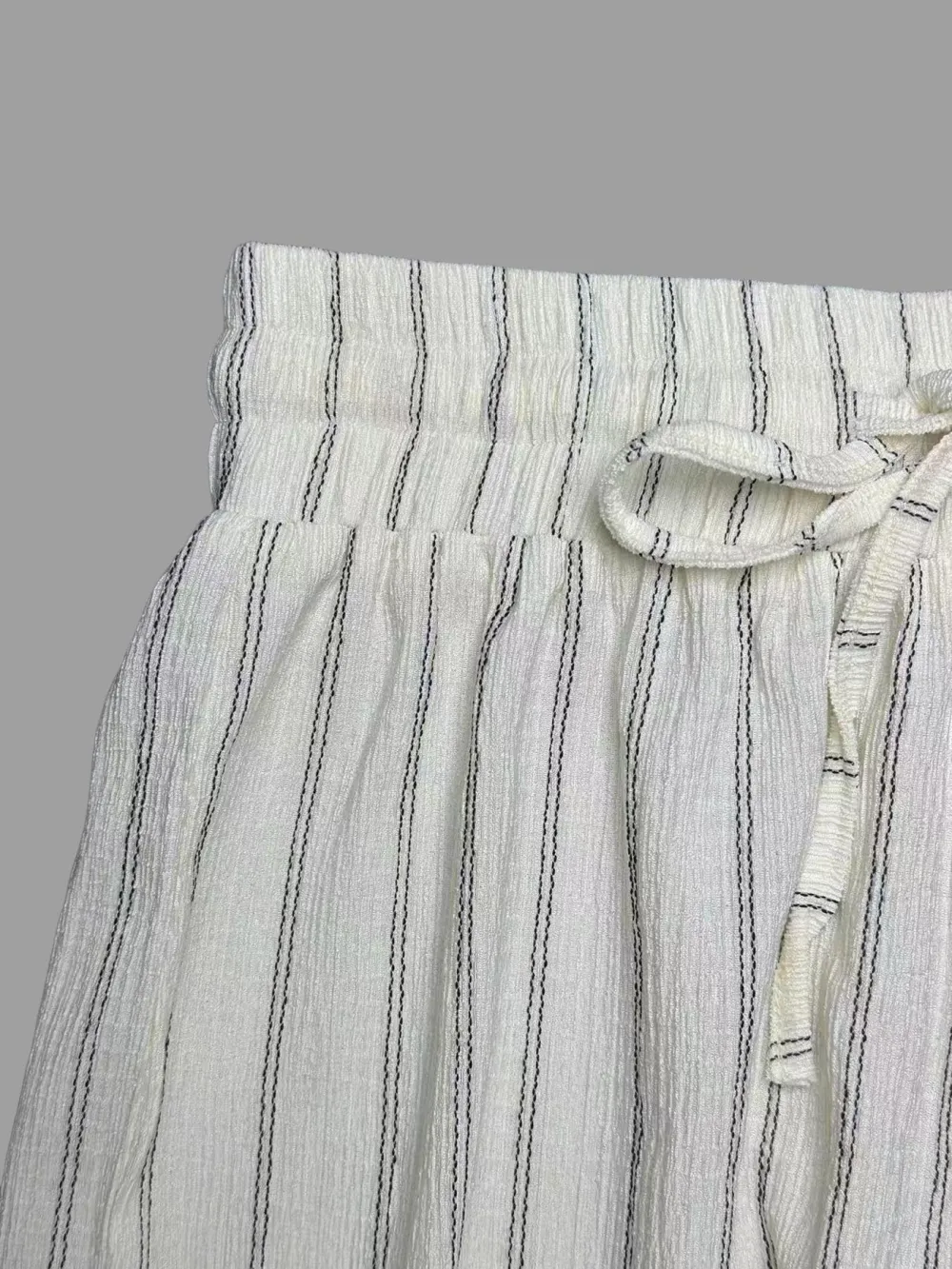Women's Striped Waist Tie Straight Leg Loose Casual Belted Pants, Fitted Style