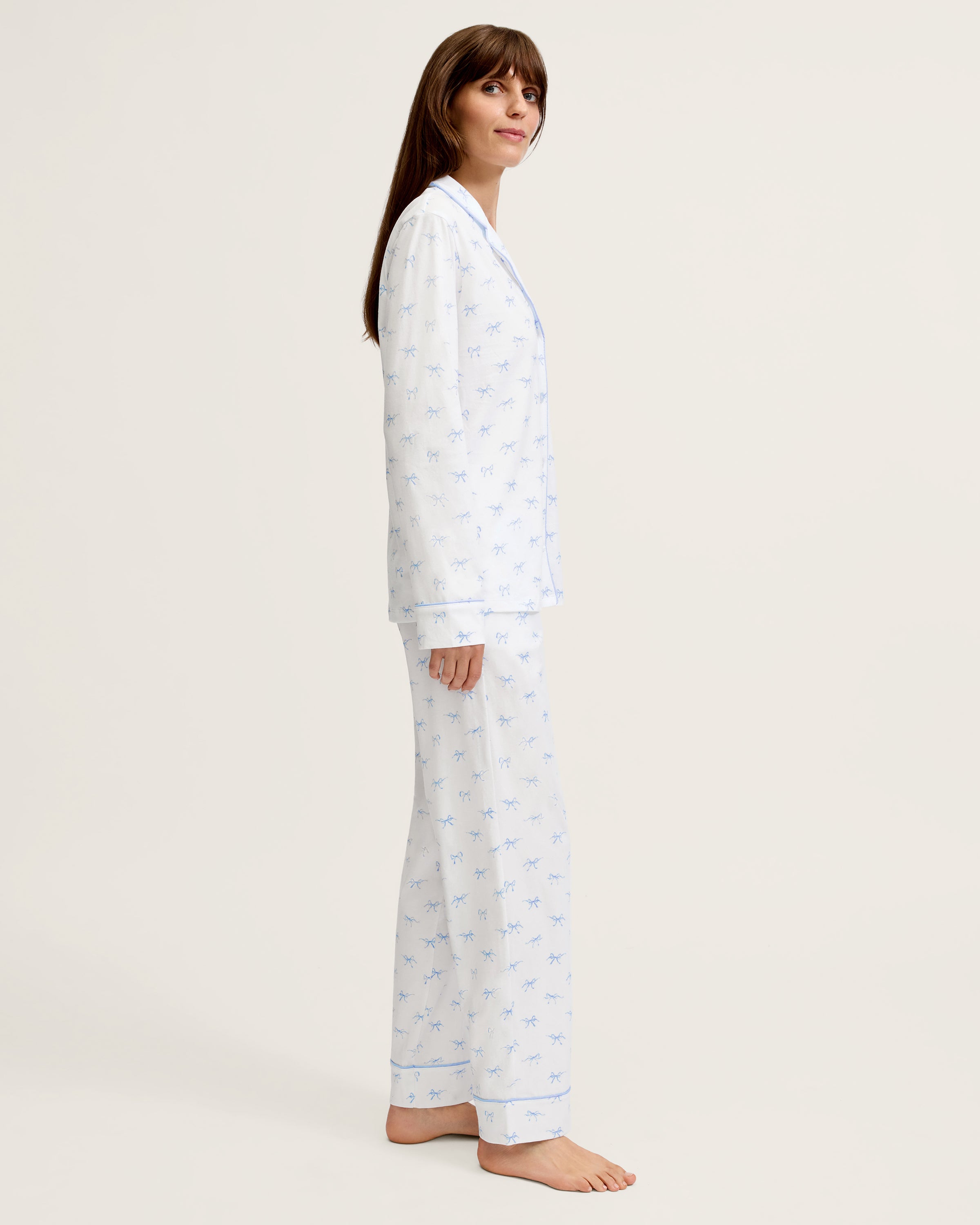 Women's Pima Pajama Set in Something Blue Bows