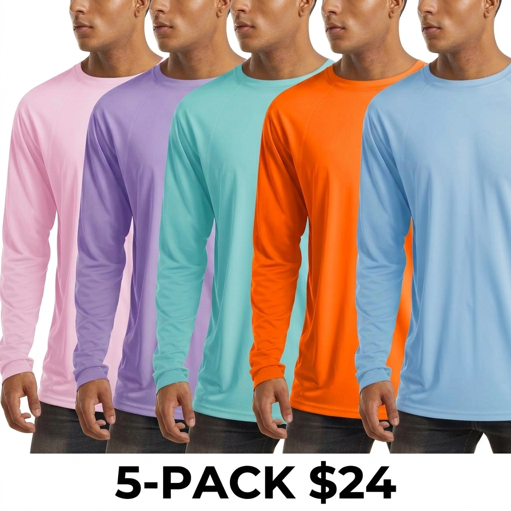 Men's UPF 50+ Long Sleeve Shirt – Quick Dry Lightweight Rashguard for Swimming & Workout