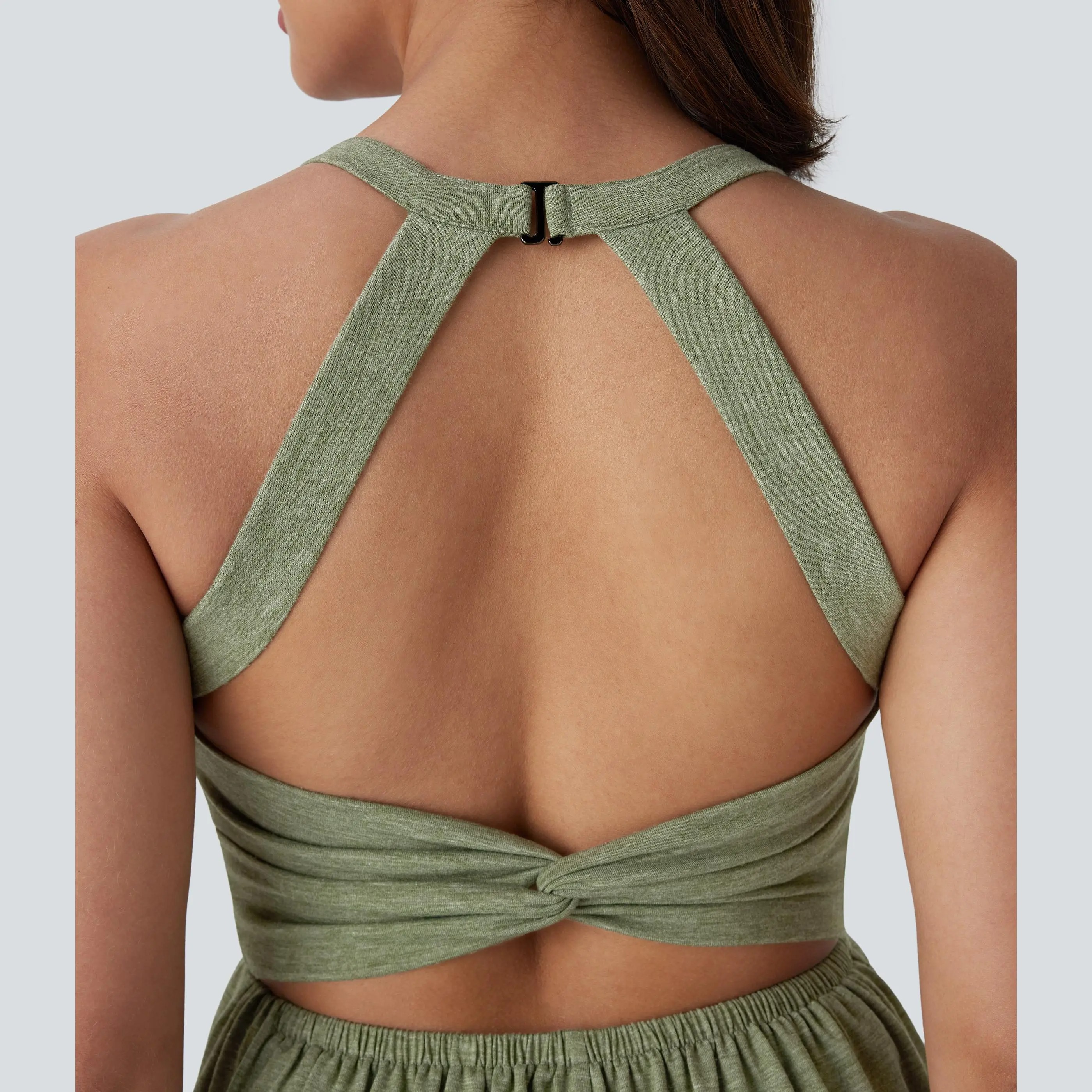 🔥Women’s Backless Twisted 2-in-1 Resort Romper with Built-In Shorts & Pockets