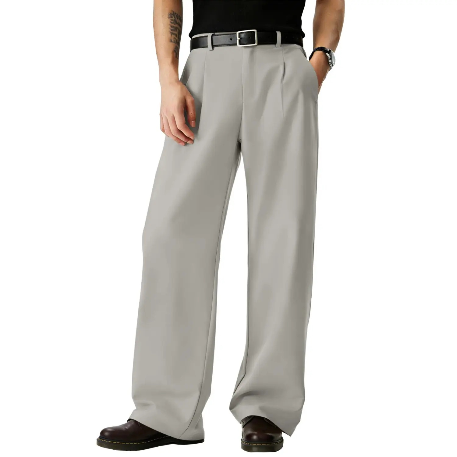 Men’s Pleated Wide-Leg Dress Pants