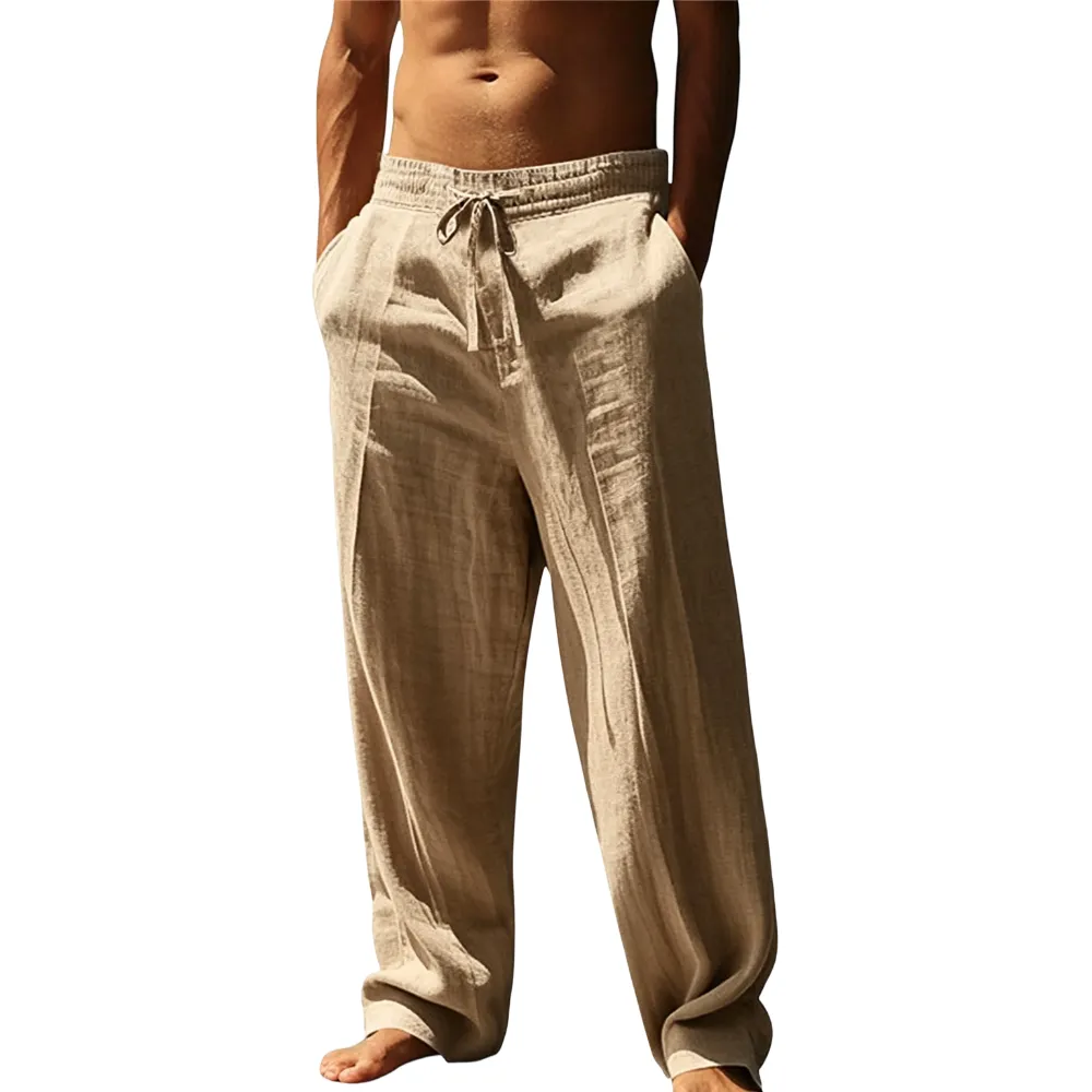 🔥8-pack $24 - Men's linen casual straight leg trousers