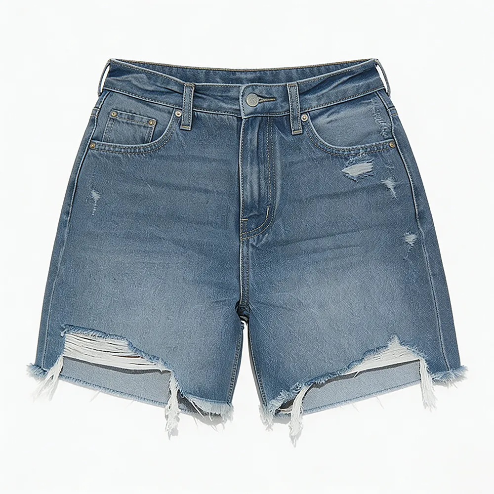 Women Ripped Denim Shorts