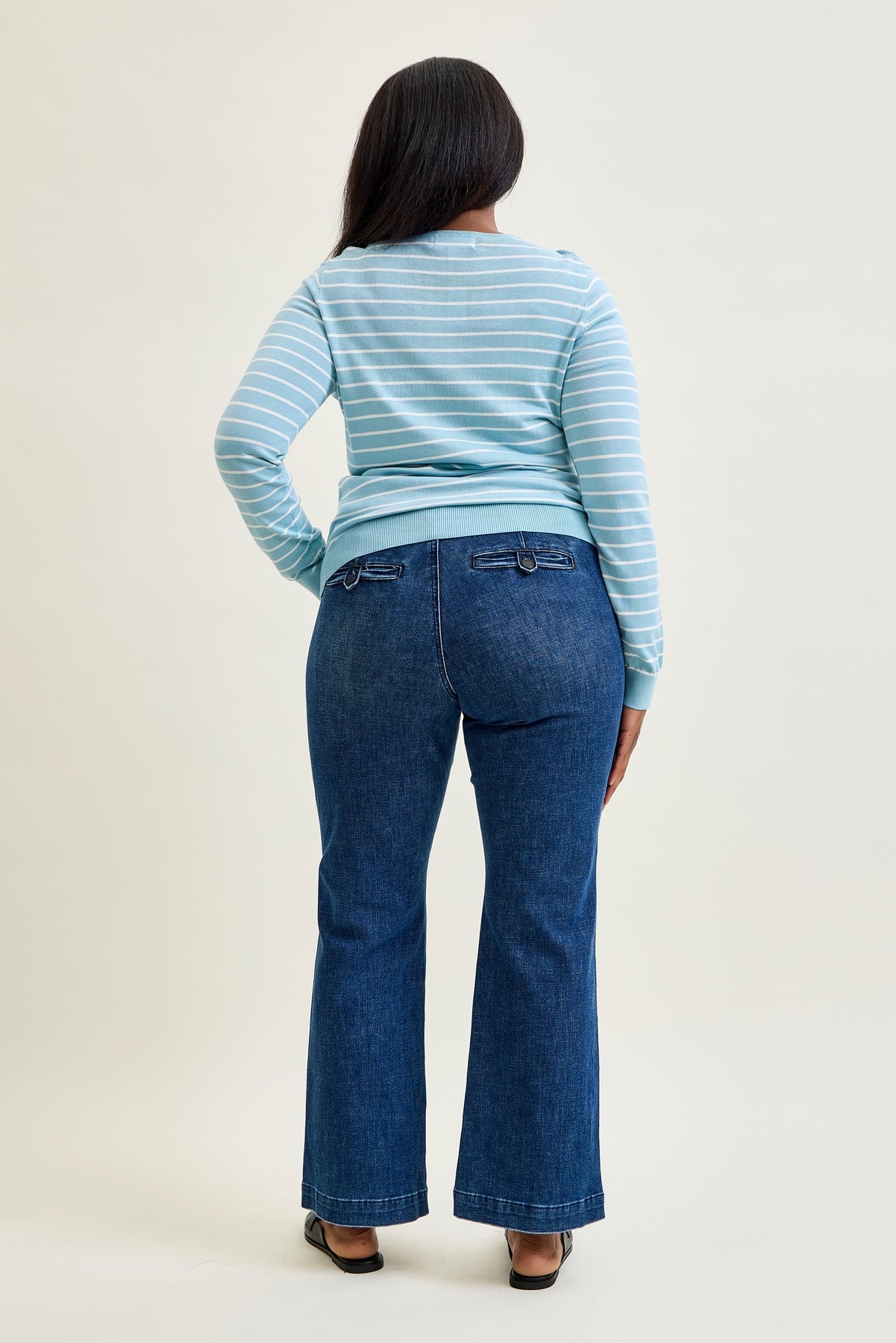 Kathy Mid Rise Bootcut Trousers with TC & Welt Pockets - PLUS