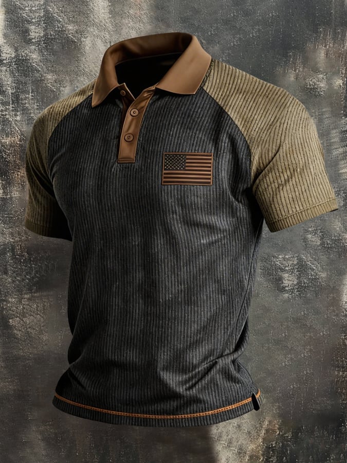 Men's Retro Ribbed Color-Block 