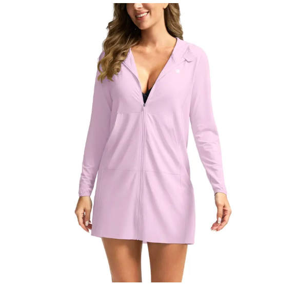 Women's UPF 50+ Sun Protection Swim Long Jacket SPF Lightweight Beach Cover Ups