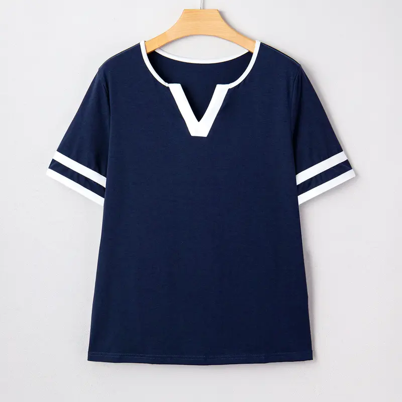 Summer Collection Women's Tops — V-Neck, Short Sleeve, Slim Fit