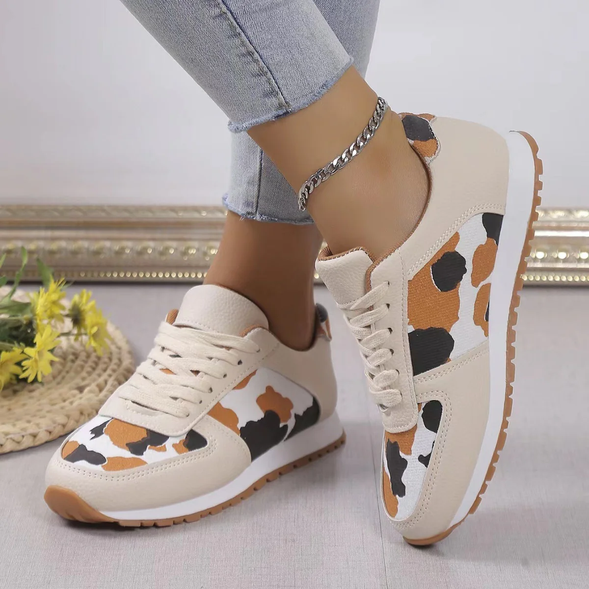 Tied Printed PU Leather Athletic (multiple color options)