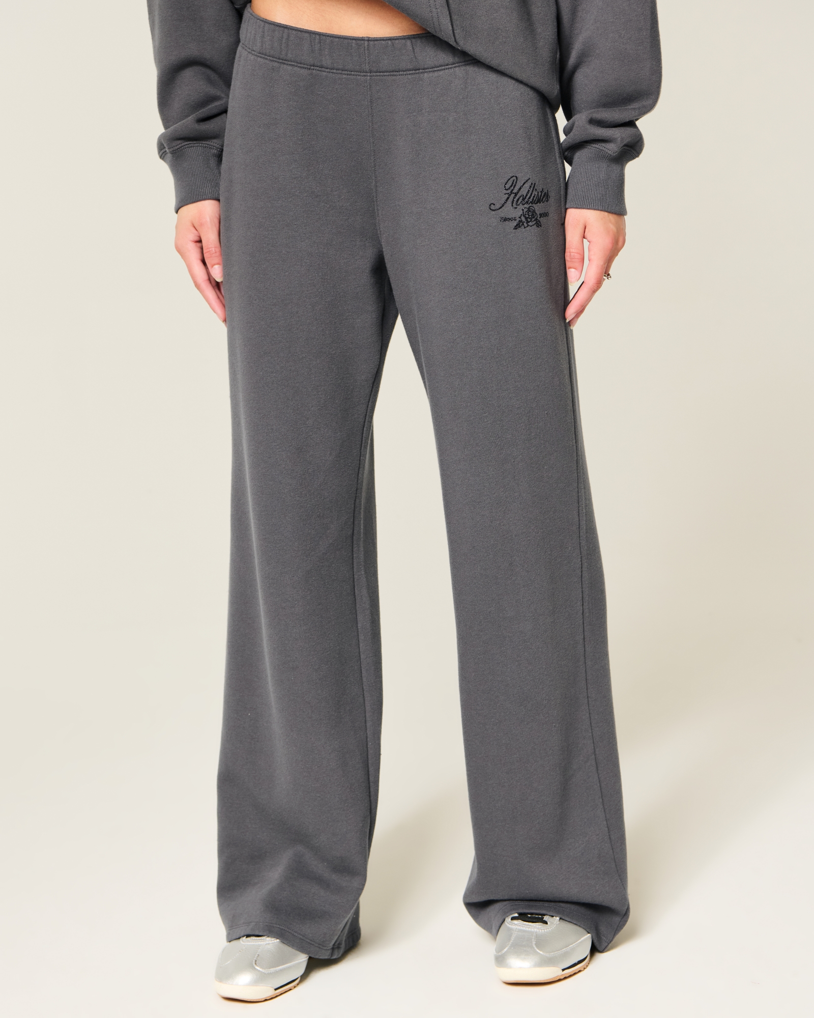 Sparkle Logo Graphic Wide-Leg Sweatpants