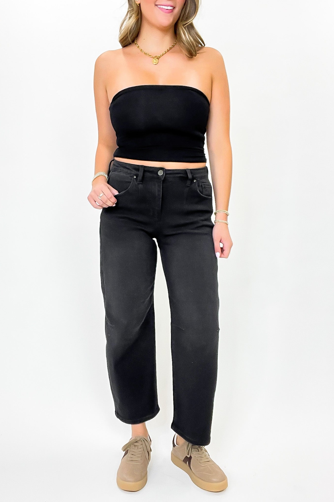 Ridgeway Mid Rise Fit Crop Wide Barrel Leg Jeans