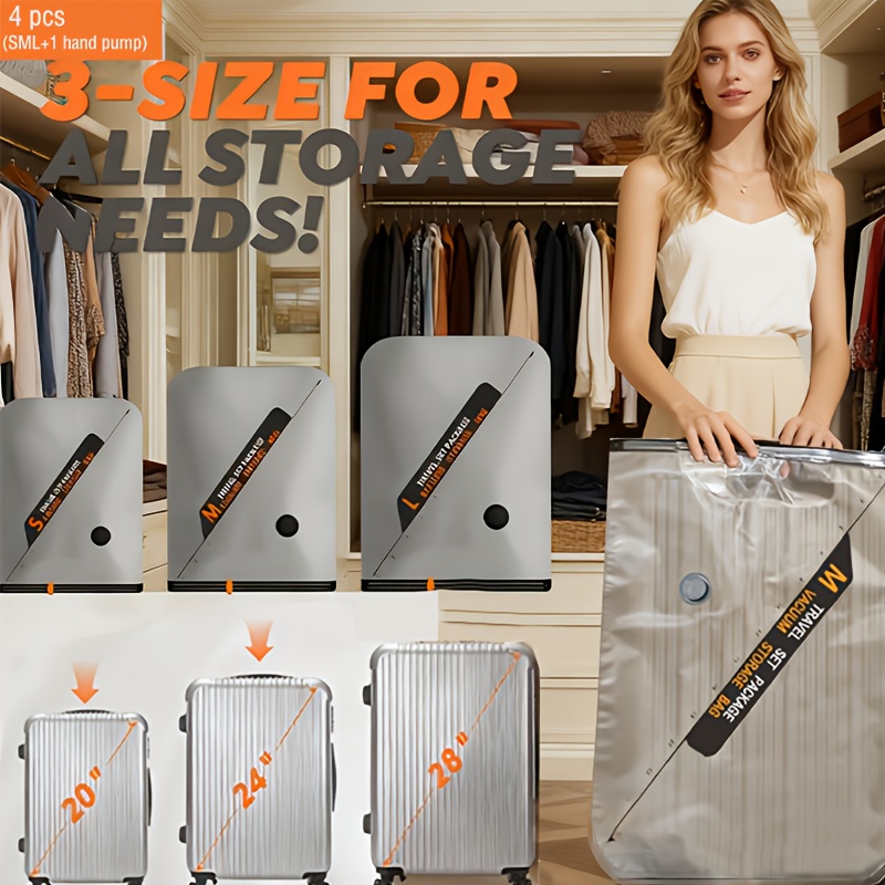 10pcs Vacuum Compression Bag Set (SML And Hand Pump),Vacuum Storage Dust Bag Saves Space, Protects Clothes