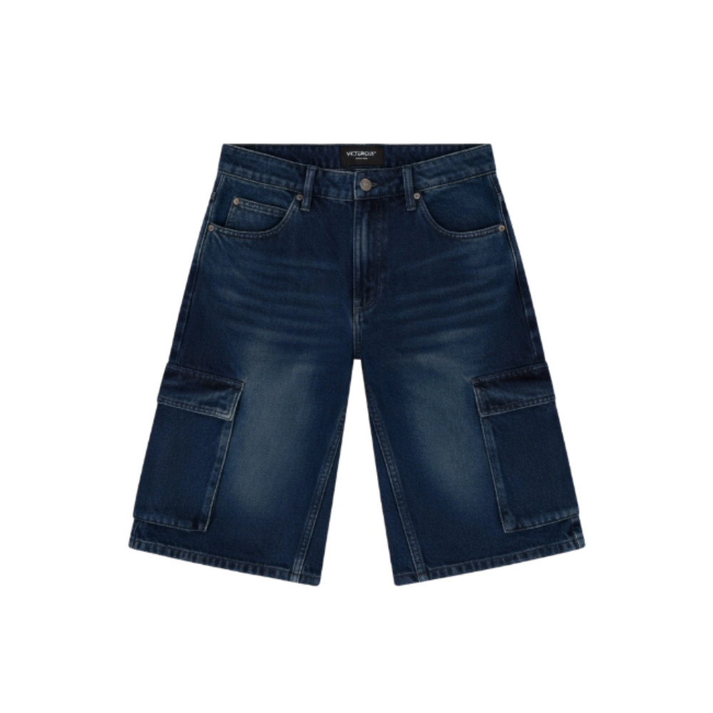 Baggy Fit Cargo Denim Shorts