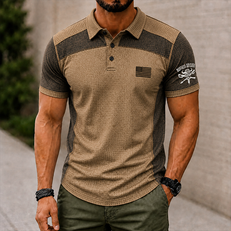 Men's Buffalo Soldier Summer Short-Sleeve Polo Shirt