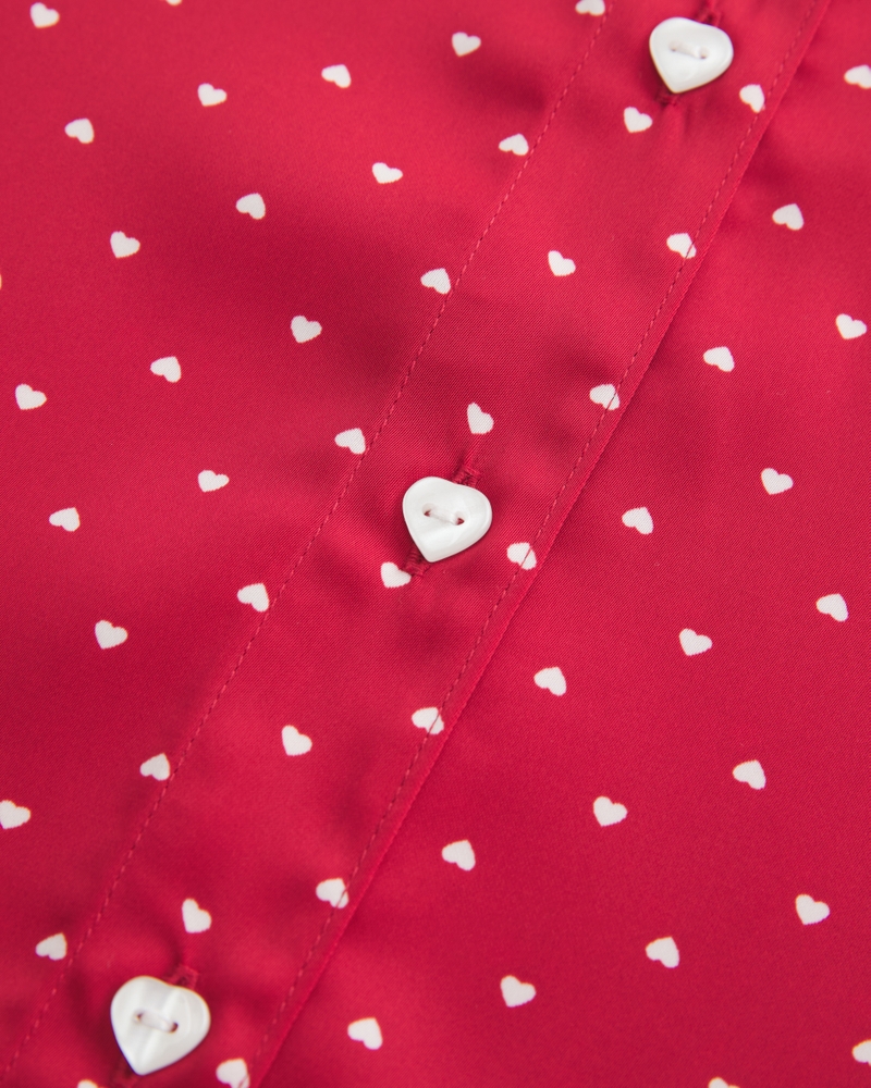 Heart-Pattern Button-Through Top