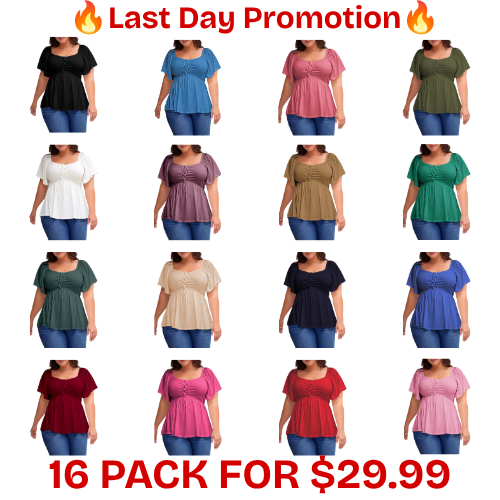 Womens Plus Size Tops Short Sleeve Sweetheart Neck Shirred Peplum Blouse Shirts