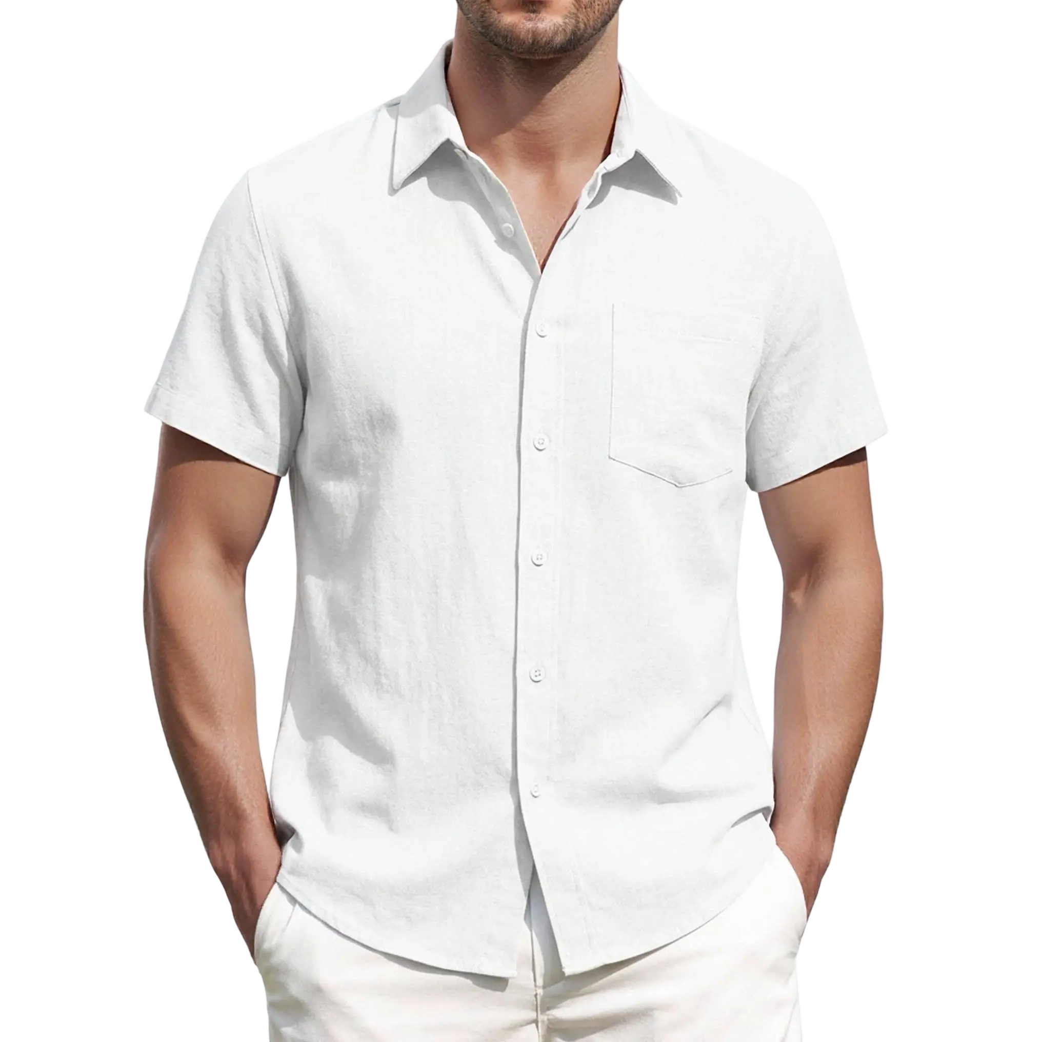 Men's Linen Short-Sleeve Shirts (Pack of 10) — Dress Shirts with Pockets