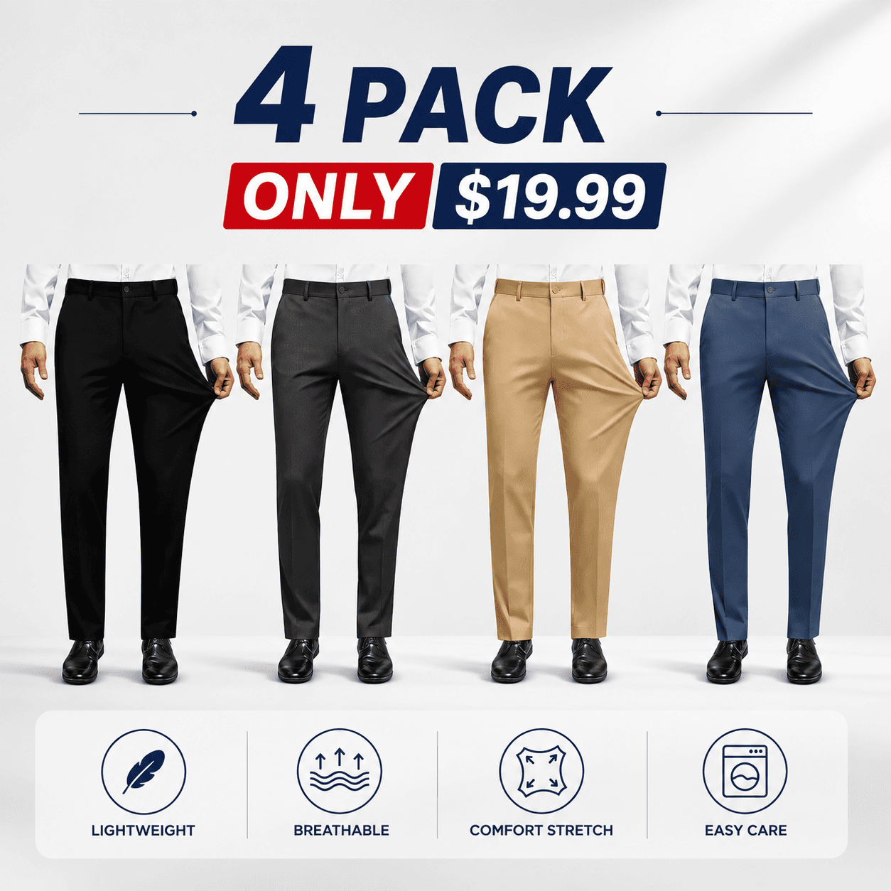 Men's Stretch Dress Pants No Iron Golf Pants