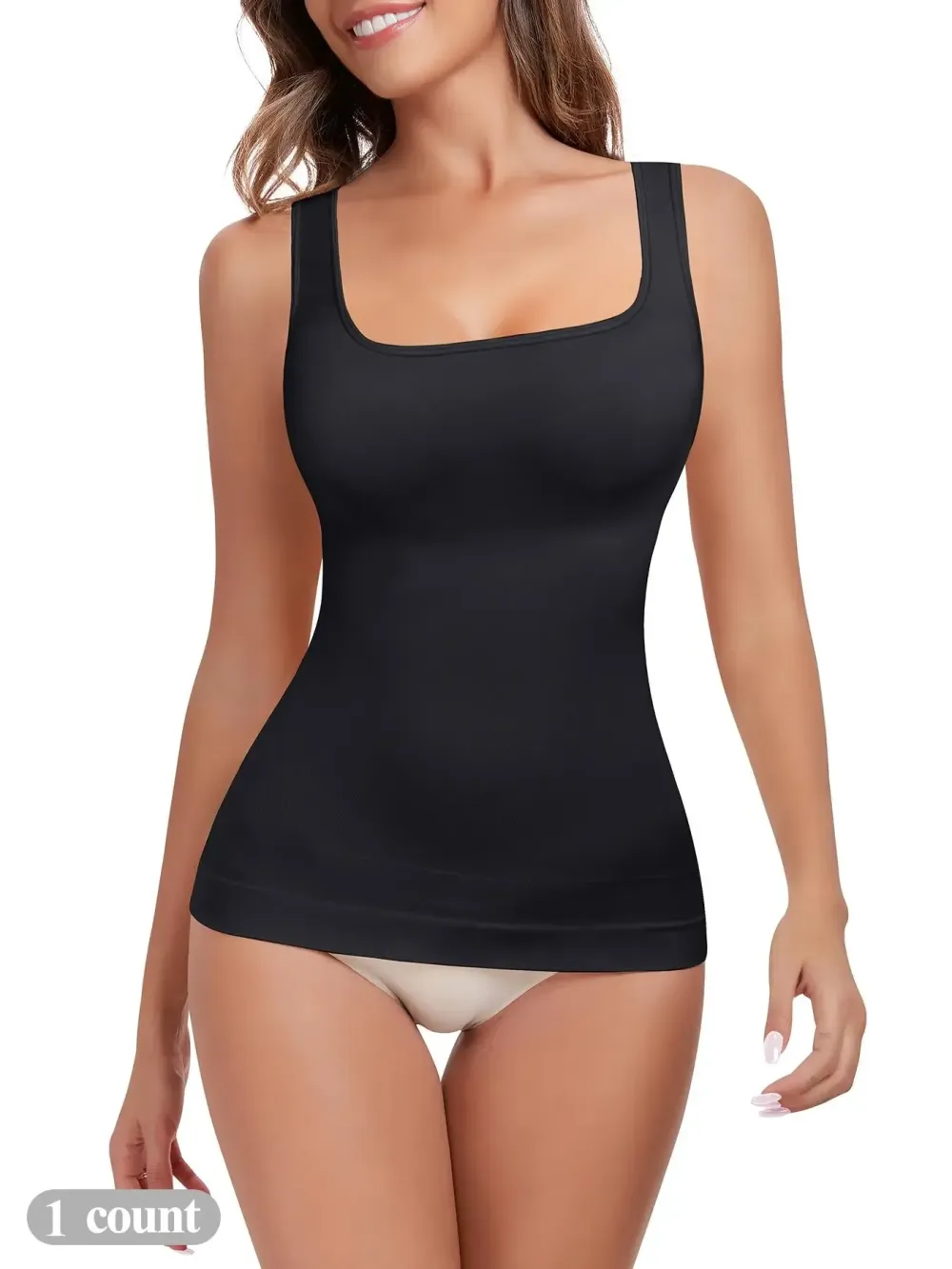 Women's Tummy Control Shapewear Tank Top, Seamless Square Neck Compression Top, Slimming Body Shapewear