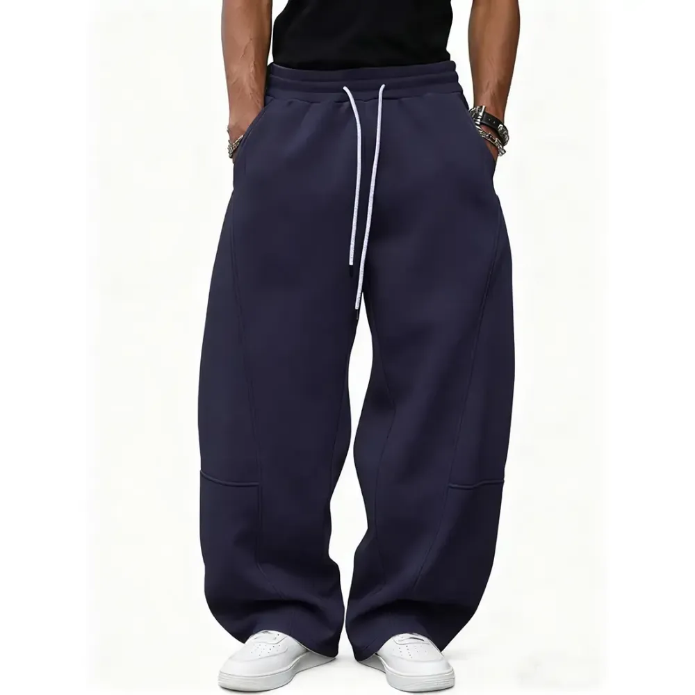 Drawstring Waist Winter Warm Straight Wide-Leg Loose Fit Jogger Pants with Pockets SpringStatements Pink Wide Leg Sweatpants