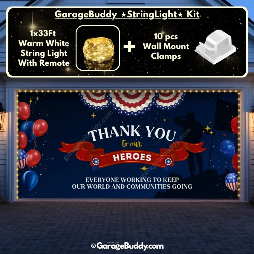 Thank You Heroes | Patriotic Garage Door Cover