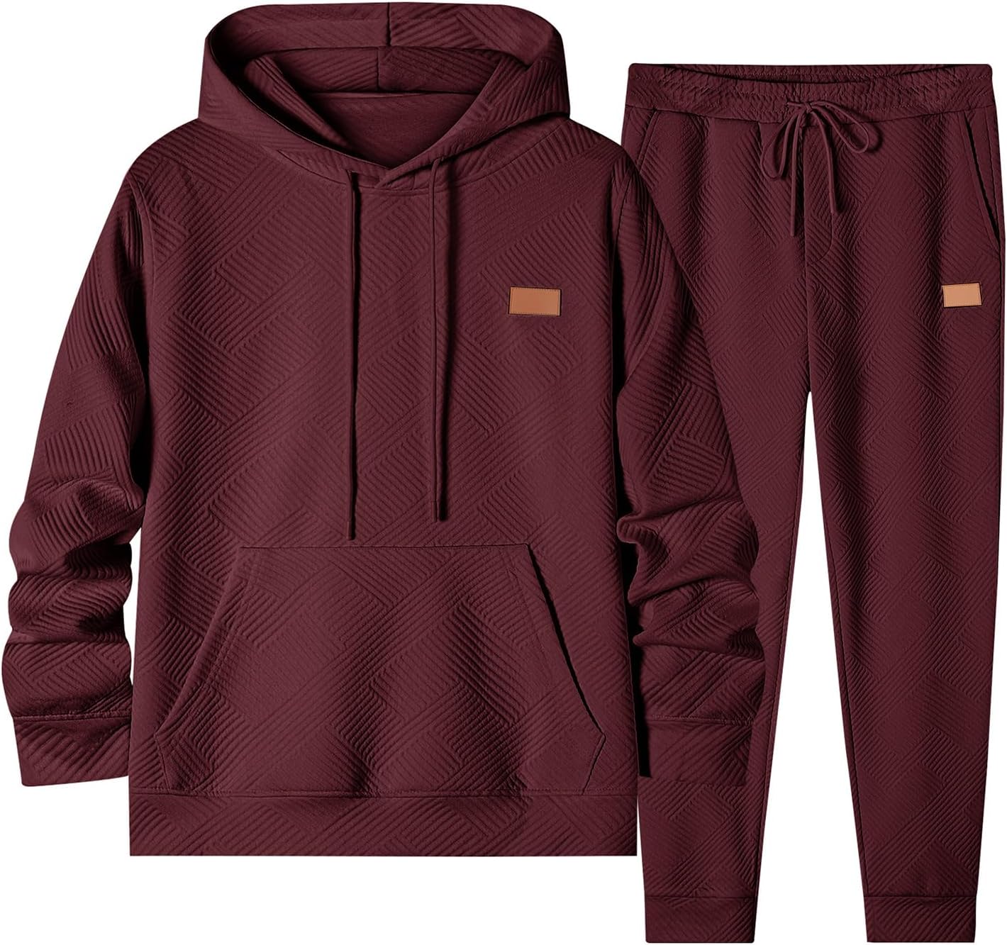 Mens 2 Piece Jacquard Sweatsuit Outfits Hoodie Sweatshirt & Joggers Sweatpants Set Tracksuit
