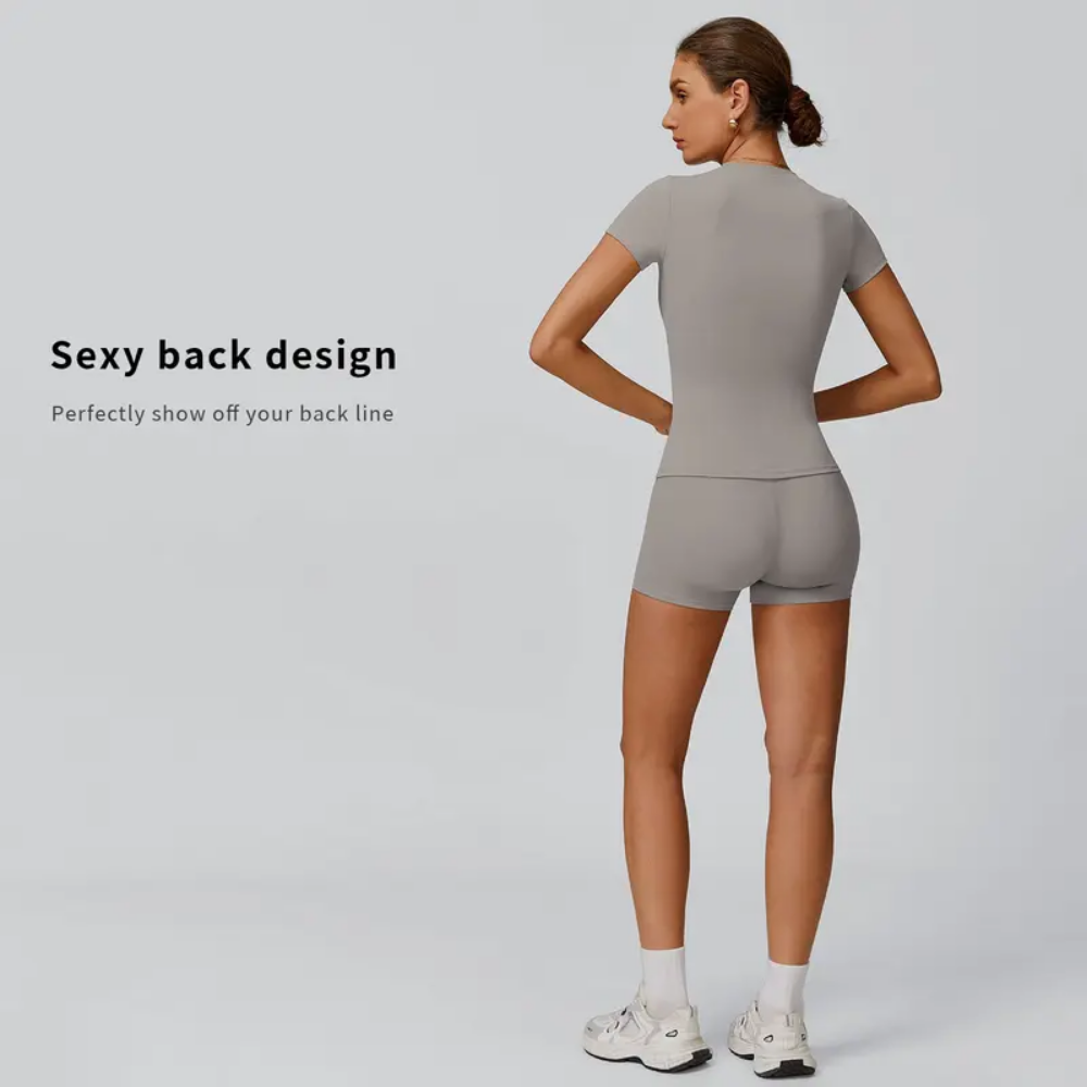2-Piece Boat Neck Open-Back Workout Athletic Women’s Backless Tank Top Set