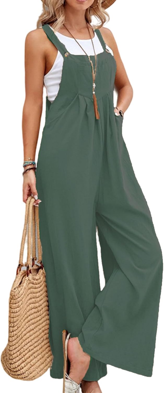 Women Cotton Loose Summer Wide Leg Pants Jumpsuit Rompers for Women