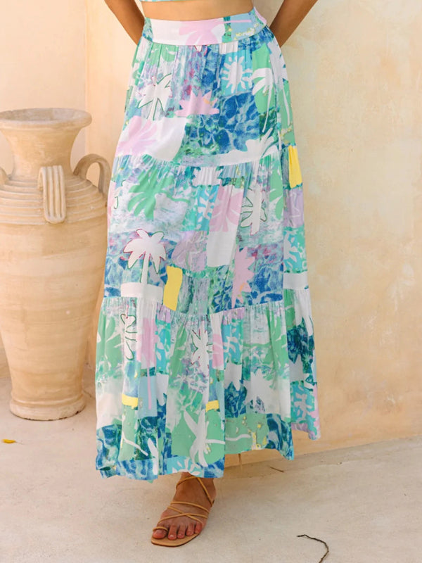 Christine's Teal Bohemian Resort Beach Maxi Skirt