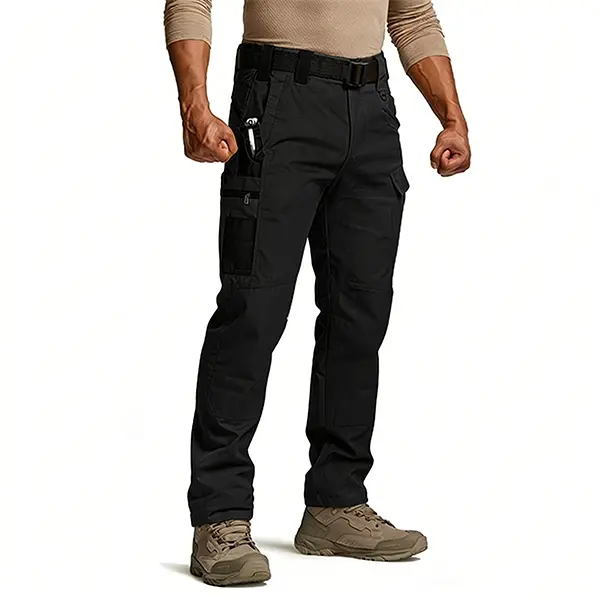 Men's Solid Color Tactical Work Pants,230g/m² new fabric，with Multiple Pockets and Zipper Closures